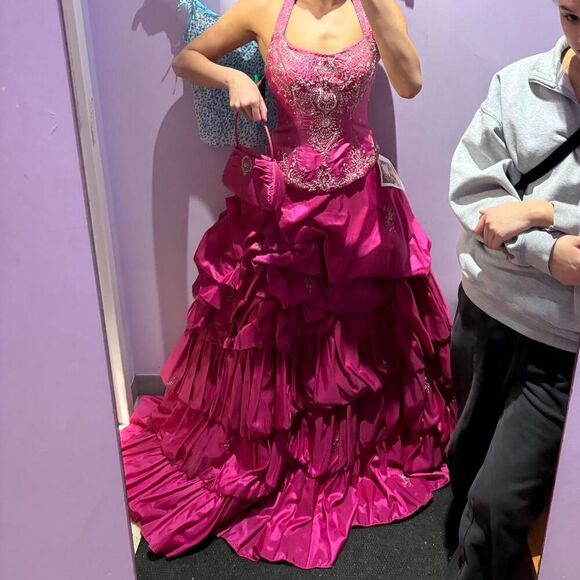 MARY's 3 Piece Pink Satin Prom Quincy Dress Set - Top = 4/6, Skirt = 0/2 or XS - Picture 3 of 9